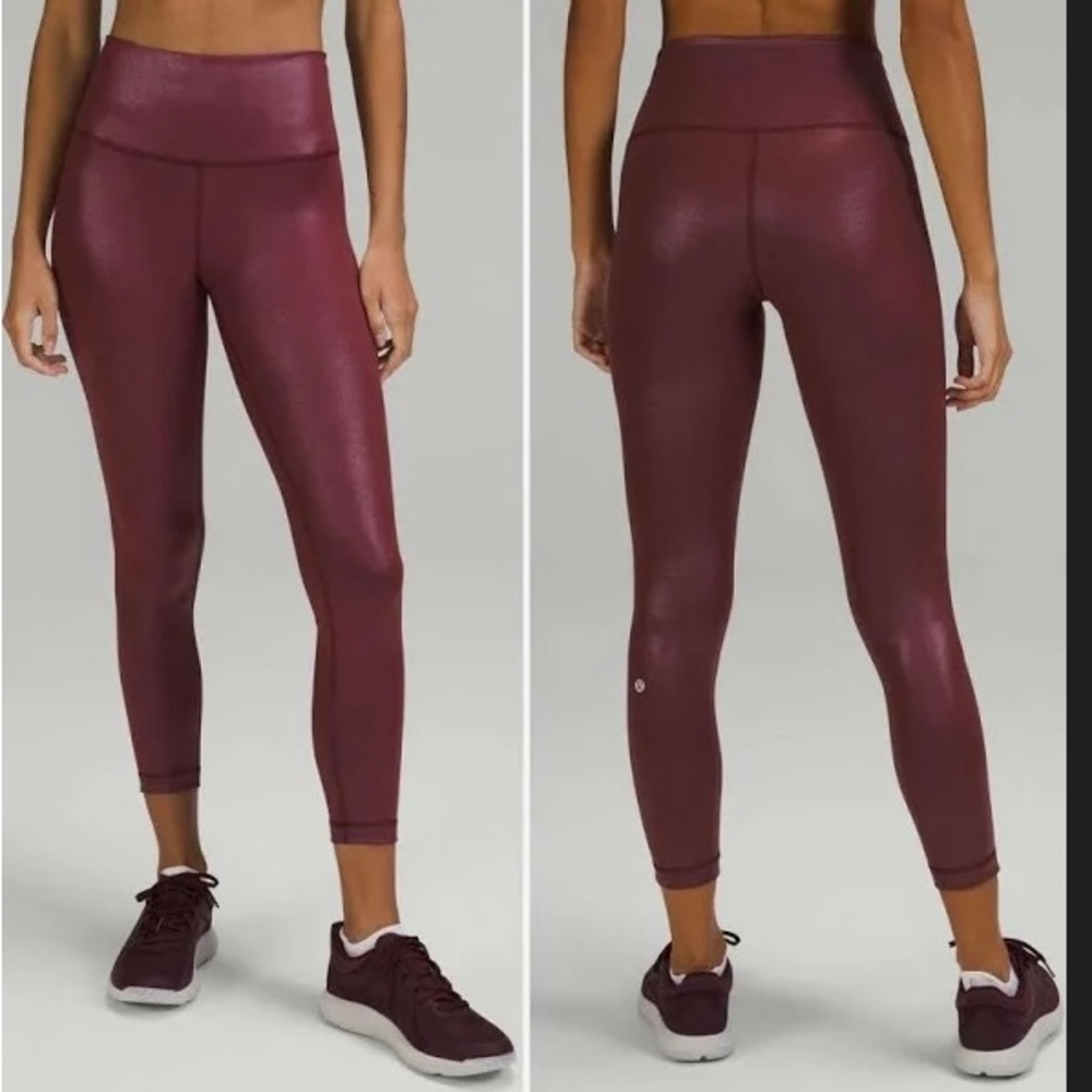 Lululemon Burgondy foil High-Waisted Leggings size 4